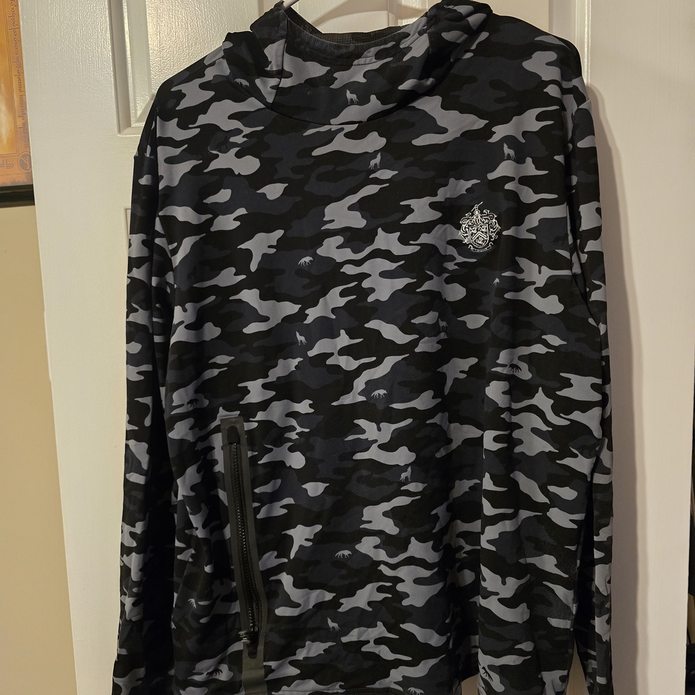 Greyson Trump National Golf Club Black and Gray Camouflage Hoodie